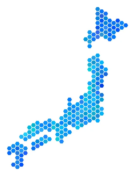 Blå Hexagon Japan karta — Stock vektor