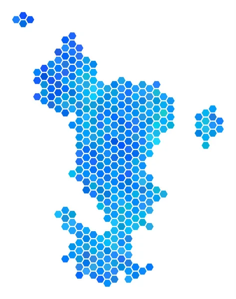 Mapa da ilha de Mayotte hexágono azul — Vetor de Stock