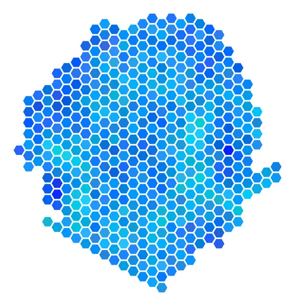 Kék hatszög Sierra Leone Térkép — Stock Vector