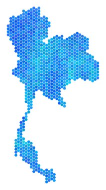 Mavi altıgen Tayland Haritası