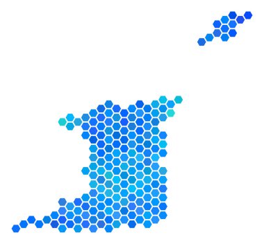 Mavi altıgen Trinidad ve Tobago Haritası