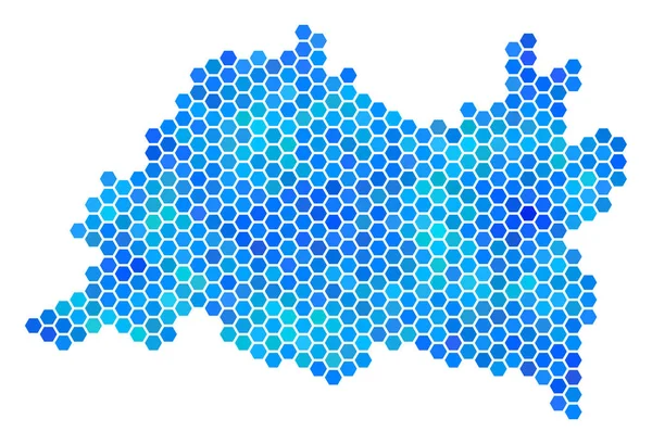 Mapa Tatarstánu modrý šestiúhelník — Stockový vektor