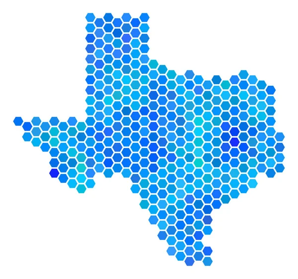 Mapa de Blue Hexagon Texas — Vetor de Stock