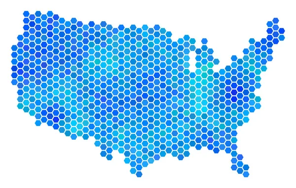 米国はマップする青い六角形 — ストックベクタ