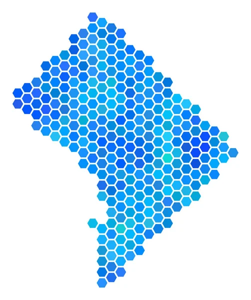 Blue Hexagon Washington DC Mappa — Vettoriale Stock