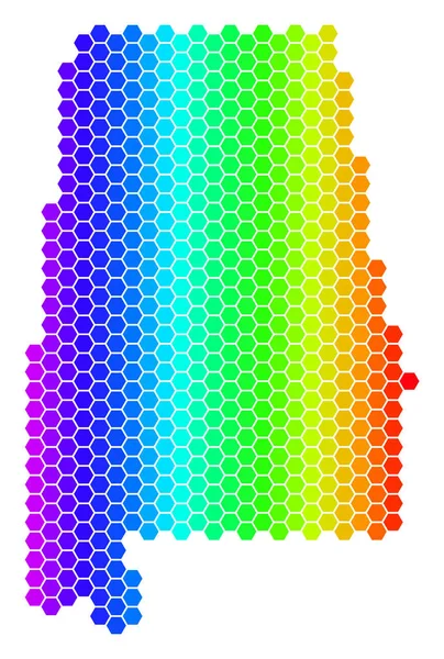 Spectrum Hexagon Alabama Mapa del Estado — Vector de stock