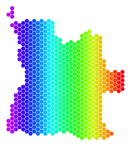 Spektrum hatszög Angola Térkép — Stock Vector