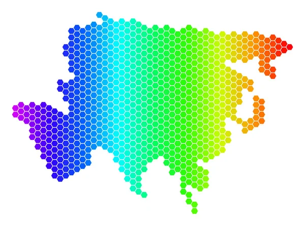 Spectrum Hexagon Asia Mapa — Vector de stock