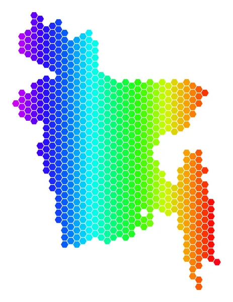 스펙트럼 육각 방글라데시 지도 — 스톡 벡터