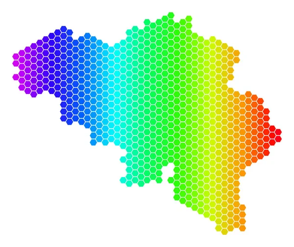 스펙트럼 육각 벨기에 지도 — 스톡 벡터
