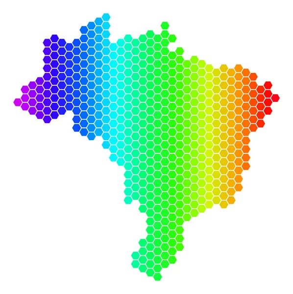 Spectrum Hexagon Brasile Mappa — Vettoriale Stock