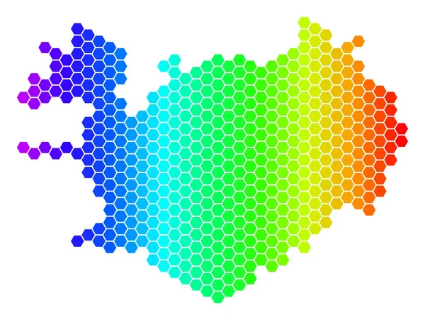 Spectrum zeshoek IJsland kaart — Stockvector