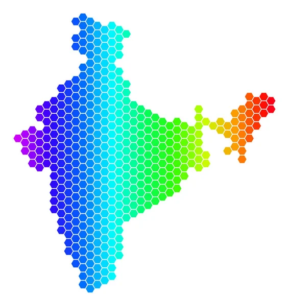 Spectrum Hexagon Indien karta — Stock vektor