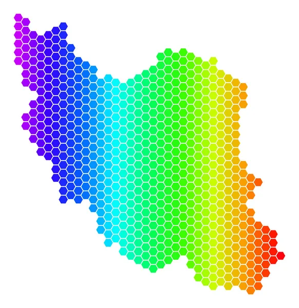 光谱六角伊朗地图 — 图库矢量图片