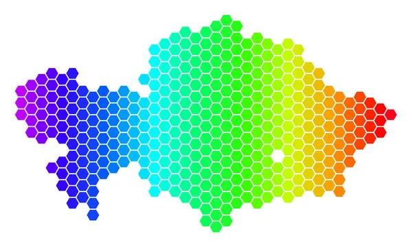 Spectrum Hexagon Kazajstán Mapa — Vector de stock