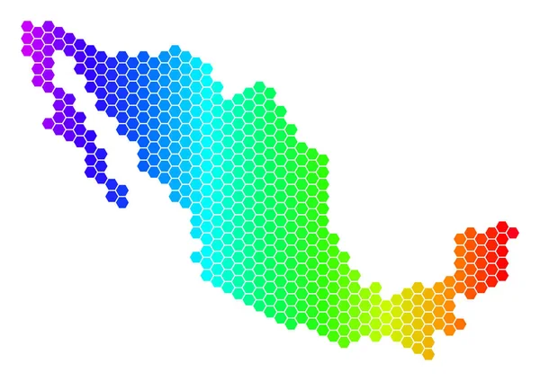 Spectrum Hexagon Mexico Map — Stock Vector