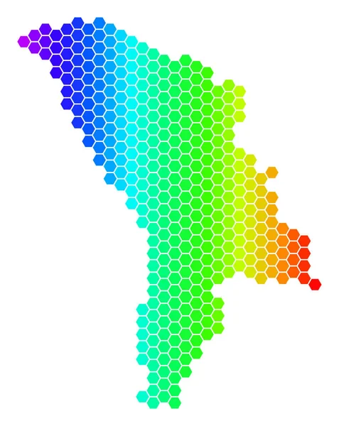 Spektrum sześciokąt Mołdawia Mapa — Wektor stockowy