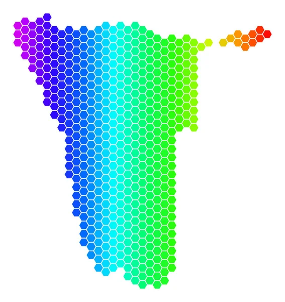 光谱六角纳米比亚地图 — 图库矢量图片