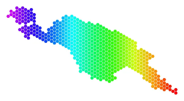 Spectrum zeshoek Nieuw-Guinea landen kaart — Stockvector