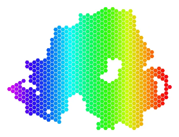Spectrum Hexagon Irlanda del Norte Mapa — Vector de stock
