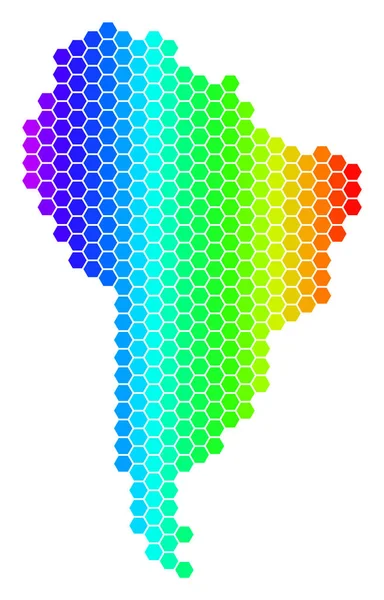 Spektrum altıgen Güney Amerika harita — Stok Vektör