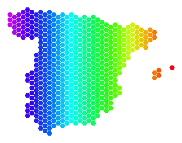 光谱六角西班牙地图 — 图库矢量图片