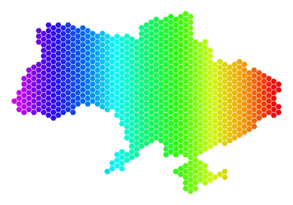 Spectrum Hexagon Ukraina karta med Crimea — Stock vektor