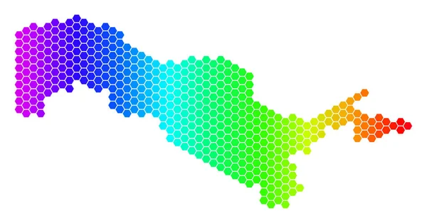 光谱六角乌兹别克斯坦地图 — 图库矢量图片