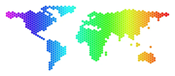 Kaart van de wereld van de zeshoek spectrum — Stockvector