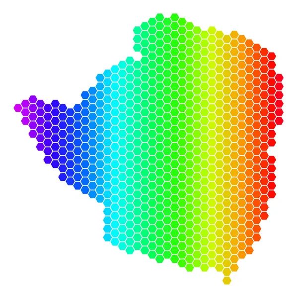 Spektrum šestiúhelník Zimbabwe mapa — Stockový vektor