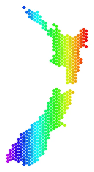 Spectrum zeshoek Nieuw-Zeeland kaart — Stockvector