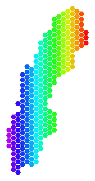 Spectrum Hexagon Suecia Mapa — Vector de stock