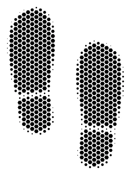 Hexagon Halftone Boot Huellas Icono — Vector de stock