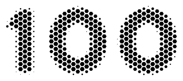 Hexagon Halftone 100 Icono de texto — Vector de stock