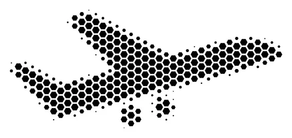 Sechskant-Halfone-Flugzeug-Symbol — Stockvektor