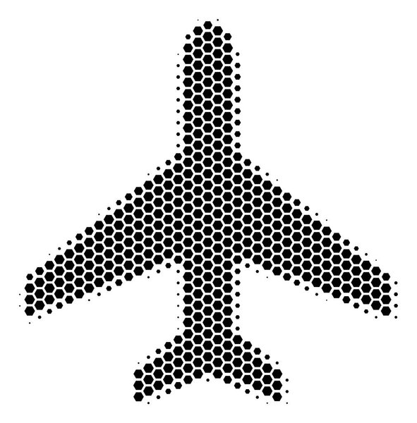 Hexagon Halftone Air Plane Icon