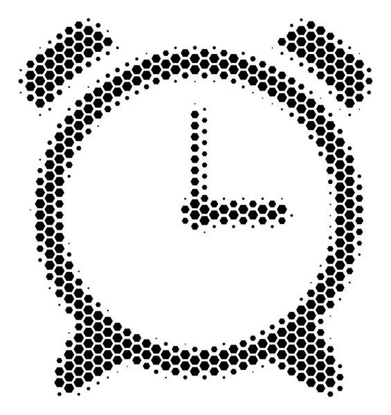 Reloj despertador halftone hexagonal Icono — Vector de stock