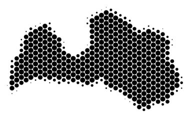 Nokta yarı ton Letonya Haritası