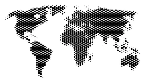 Dot Halftone Mapa del mundo — Vector de stock