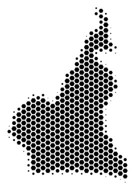 Altıgen yarı ton Afrika Kamerun Haritası