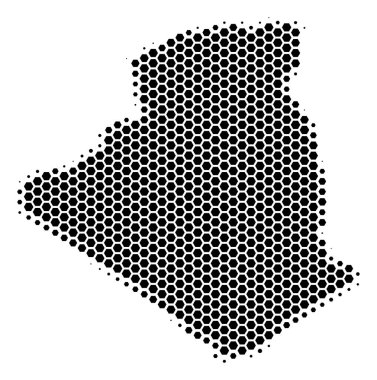 Altıgen yarı ton Cezayir Haritası