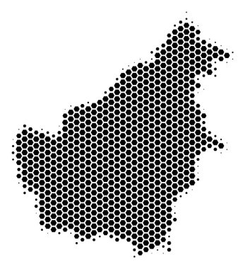 Altıgen yarı ton Borneo Adası Haritası