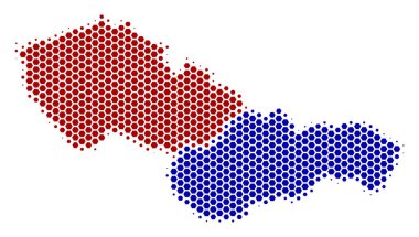 Altıgen yarı ton Çekoslovakya harita