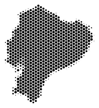 Altıgen yarı ton Ekvador Haritası