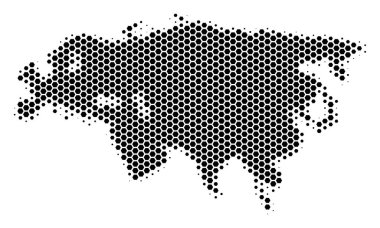 Altıgen yarı ton Eurasia harita