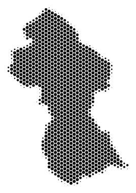 Altıgen yarı ton Guyana Haritası