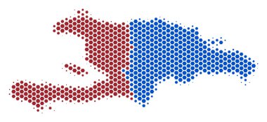 Altıgen yarı ton Haiti ve Dominik Cumhuriyeti haritası