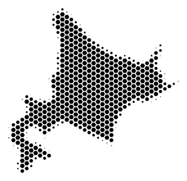 Altıgen yarı ton Hokkaido Adası Haritası