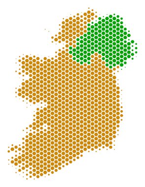 Altıgen yarı ton İrlanda ülkeler harita