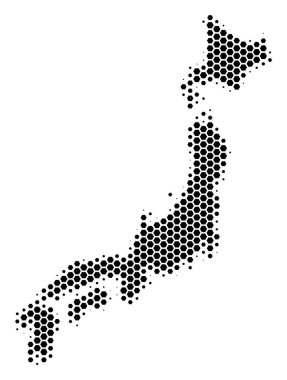 Altıgen noktalı resim Japonya Haritası
